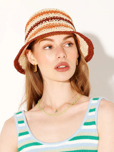 Alanna Striped Straw Bucket Hat