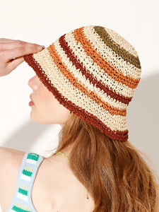 Alanna Striped Straw Bucket Hat