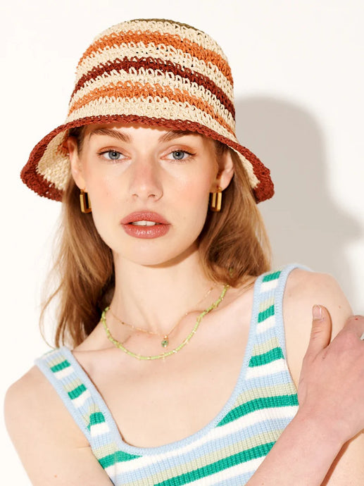 Alanna Striped Straw Bucket Hat