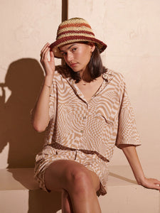 Alanna Striped Straw Bucket Hat